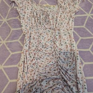 Liberty Love Lavender Floral Ruched Midi Dress